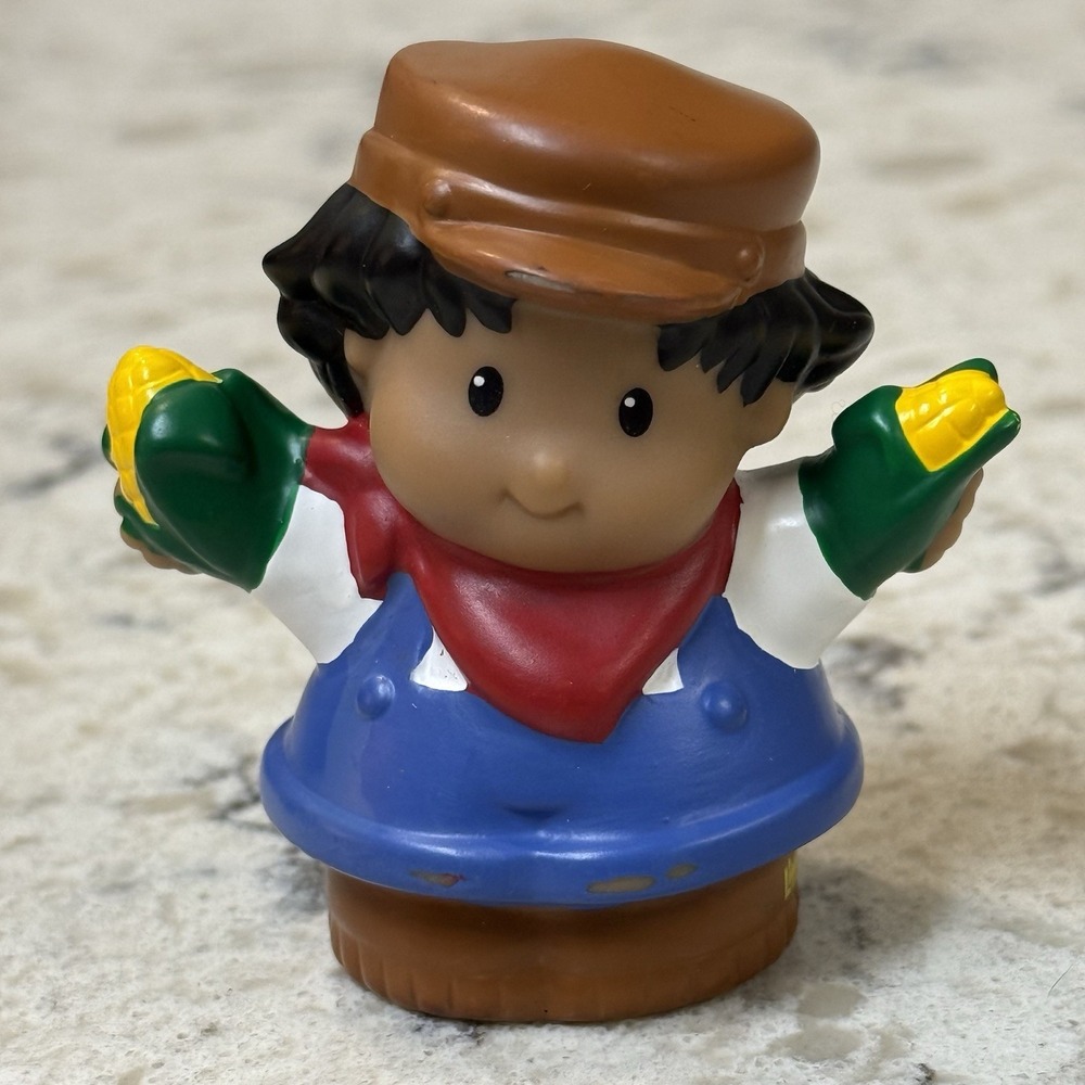 Fisher Price Little People Farmer Roberto Corn Blue Overalls Bandana 2001 2010